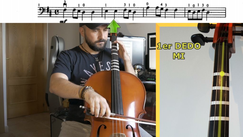 Clase del Método Suzuki para cello con Salvador Raga y partitura sincronizada